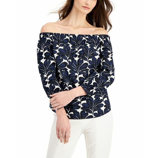 ダナキャラン レディース カットソー トップス Printed Convertible-Neckline Top Palm