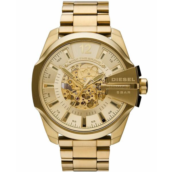 ディーゼル メンズ 腕時計 アクセサリー Men's Mega Chief Automatic Three-Hand Gold-Tone Stainless Steel Watch 51mm Gold-tone