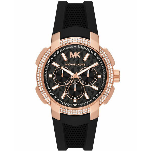 マイケルコース レディース 腕時計 アクセサリー Women's Sidney Multifunction Black Silicone Band Watch 42mm Black