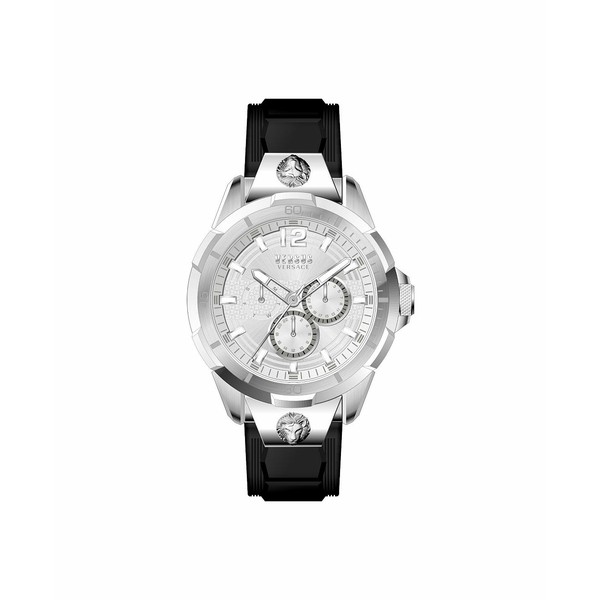 ヴェルサス ヴェルサーチ メンズ 腕時計 アクセサリー Versus by Versace Men's Runyon Black Silicone Strap Watch 44mm Stainless