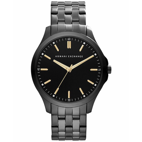 アルマーニ メンズ 腕時計 アクセサリー Men's Black Ion-Plated Stainless Steel Bracelet Watch 45mm AX2144 Black