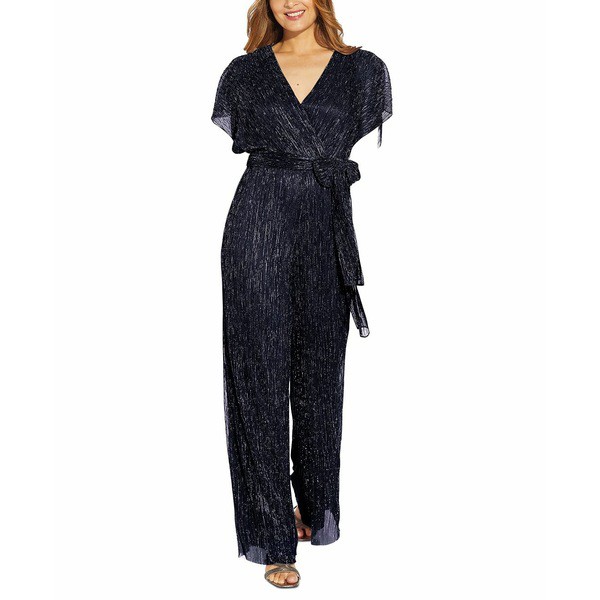 アドリアナ パペル レディース カジュアルパンツ ボトムス Flutter-Sleeved Surplice Jumpsuit Navy Night