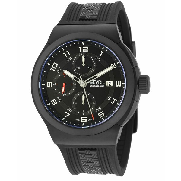 ジェビル メンズ 腕時計 アクセサリー Men's Canal Saint Black Rubber Swiss Automatic Strap Watch 46 mm Black