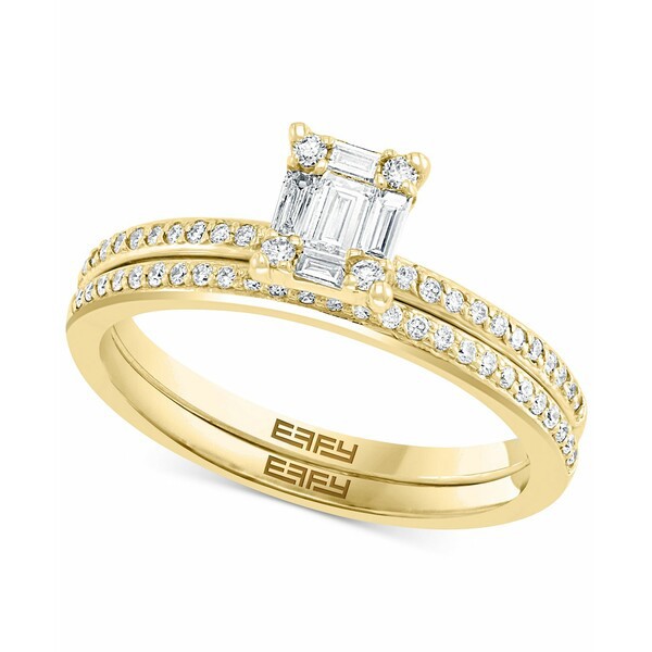 エフィー コレクション レディース リング アクセサリー EFFY® Diamond Baguette Cluster Bridal Set (3/8 ct. t.w.) in 14k White o