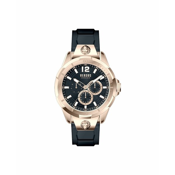 ヴェルサス ヴェルサーチ メンズ 腕時計 アクセサリー Versus by Versace Men's Runyon Blue Silicone Strap Watch 44mm Rosegold