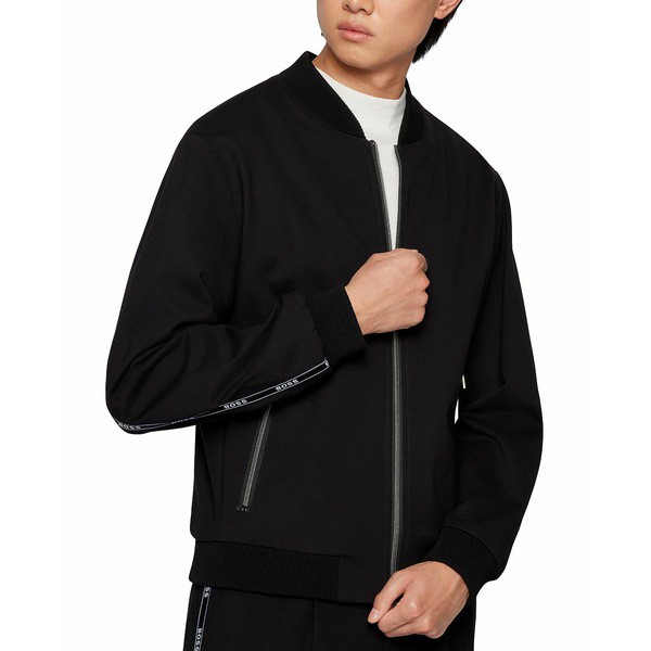 ヒューゴボス メンズ ジャケット＆ブルゾン アウター BOSS Men's Slim-Fit Zip Jacket Black