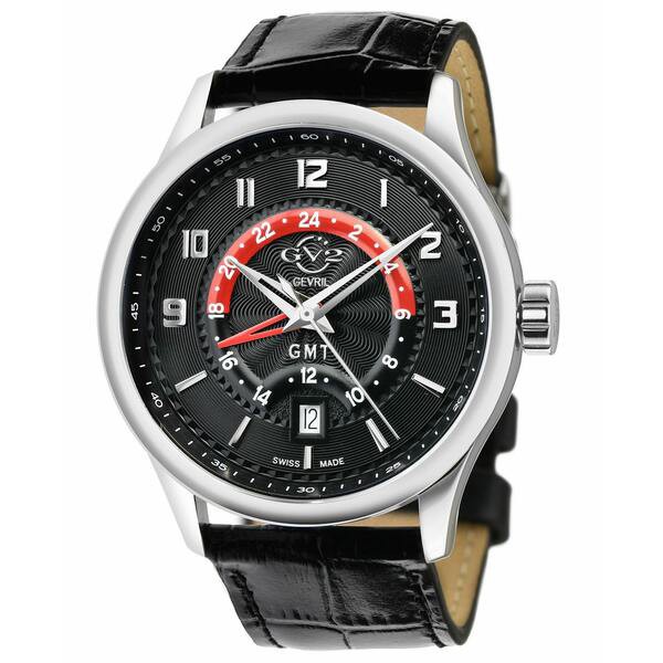 ジェビル メンズ 腕時計 アクセサリー Men's Giromondo Swiss Quartz Black Leather Strap Watch 42mm Black