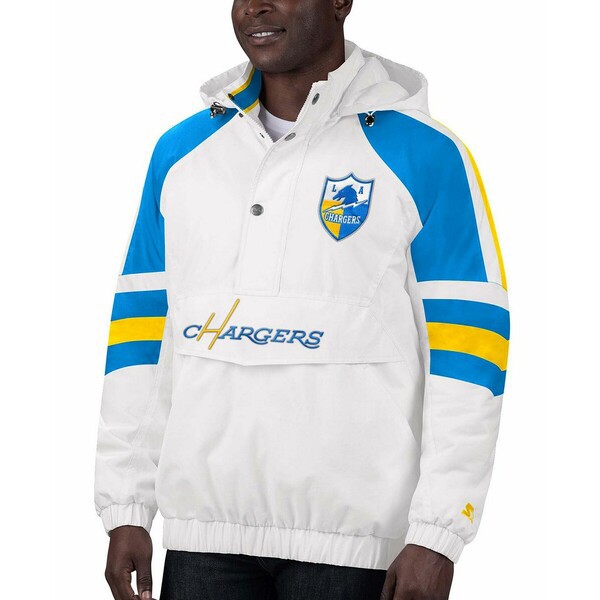 スターター メンズ ジャケット＆ブルゾン アウター Men's White Los Angeles Chargers Thursday Night Lights Half-Snap Hoodie Jacket W