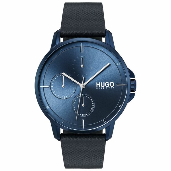 フューゴ メンズ 腕時計 アクセサリー Men's #Focus Blue Leather Strap Watch 42mm No Color