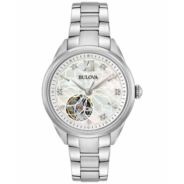 ブロバ レディース 腕時計 アクセサリー Women's Automatic Diamond Accent Stainless Steel Bracelet Watch 34mm 96P181 No Color