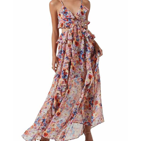 アストール レディース ワンピース トップス Women's Palace Floral-Print Ruffled Maxi Dress Purple Multi Floral