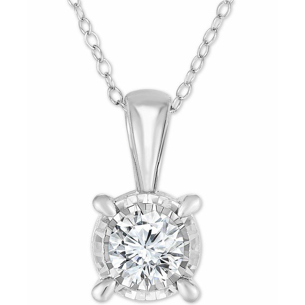 トゥルーミラクル レディース ネックレス・チョーカー・ペンダントトップ アクセサリー Diamond Solitaire 18" Pendant Necklace (3/4 ct