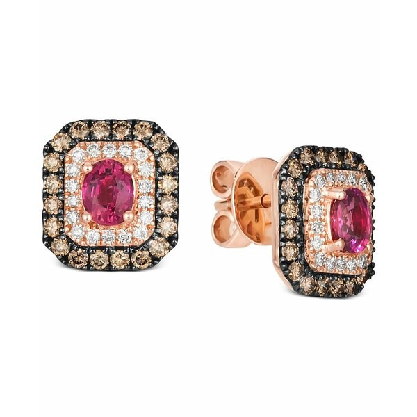 ルヴァン レディース ピアス＆イヤリング アクセサリー Passion Ruby (3/4 ct. t.w.) & Diamond (5/8 ct. t.w.) Halo Stud Earrings in 1