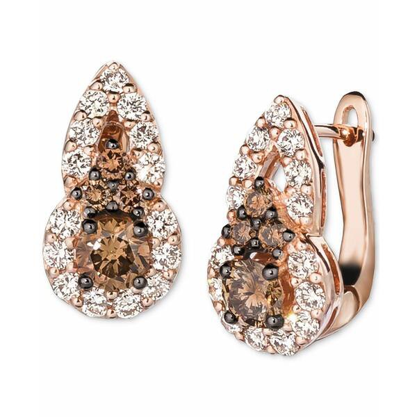 ルヴァン レディース ピアス＆イヤリング アクセサリー Chocolate Diamond (1/2 ct. t.w.) & Nude Diamond (3/8 ct. t.w.) Omega Drop Ea