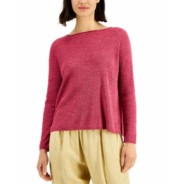 エイリーンフィッシャー レディース カットソー トップス Women's Organic Linen Raglan Sleeve Top Berry