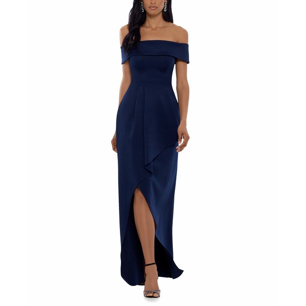 エスケープ レディース ワンピース トップス Off-The-Shoulder Asymmetrical-Hem Gown Midnight