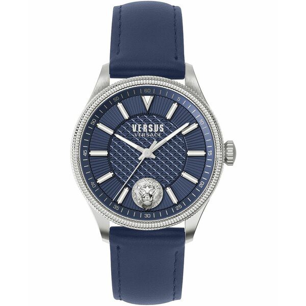 ヴェルサス ヴェルサーチ メンズ 腕時計 アクセサリー Versus by Versace Men's Colonne Blue Leather Strap Watch 45mm Stainless