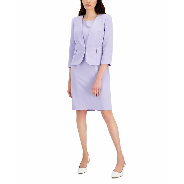 ル スーツ レディース ワンピース トップス Women's Open-Front Sheath Dress Suit, Regular and Petite Sizes Lilac