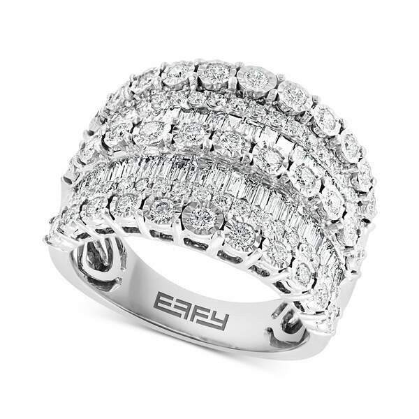 エフィー コレクション レディース リング アクセサリー EFFY® Diamond Baguette & Round Multirow Statement Ring (1-3/8 ct. t.w.)