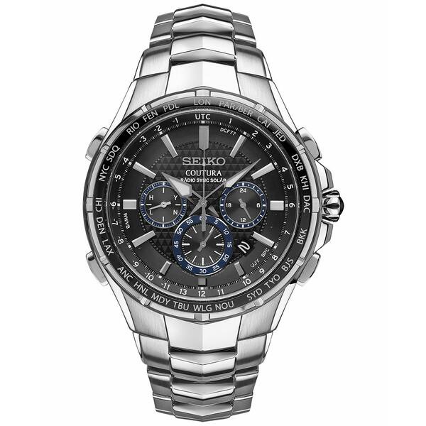 セイコー メンズ 腕時計 アクセサリー Men's Solar Chronograph Coutura Stainless Steel Bracelet Watch 45mm SSG009 Silver