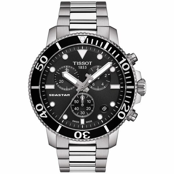 ティソット メンズ 腕時計 アクセサリー Men's Swiss Chronograph Seastar 1000 Stainless Steel Bracelet Diver Watch 45.5mm No Color