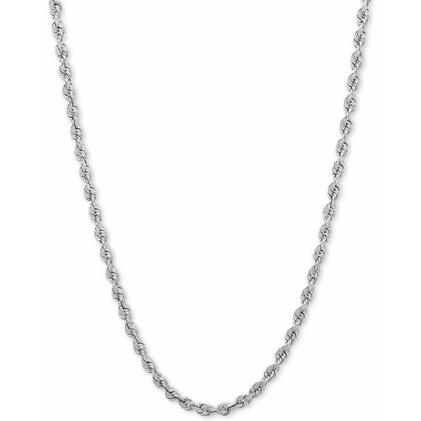 イタリアン ゴールド レディース ネックレス・チョーカー・ペンダントトップ アクセサリー Rope Chain Necklace (3mm) in 14k White Gold