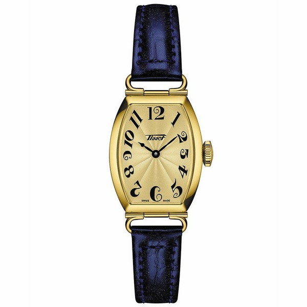 ティソット レディース 腕時計 アクセサリー Women's Swiss Heritage Porto Blue Leather Strap Watch 22x30mm Champagne / Golden