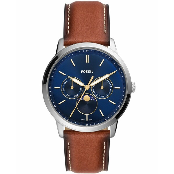 フォッシル メンズ 腕時計 アクセサリー Men's Neutra Brown Leather Strap Watch 42mm Blue