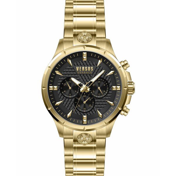 ヴェルサス ヴェルサーチ メンズ 腕時計 アクセサリー Versus by Versace Men's Chrono Lion Modern Round Gold-tone Stainless Steel Br