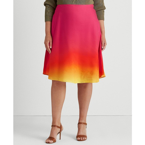 ラルフローレン レディース スカート ボトムス Plus-Size Ombré Linen-Blend Midi Skirt Pink/Orange/Yellow