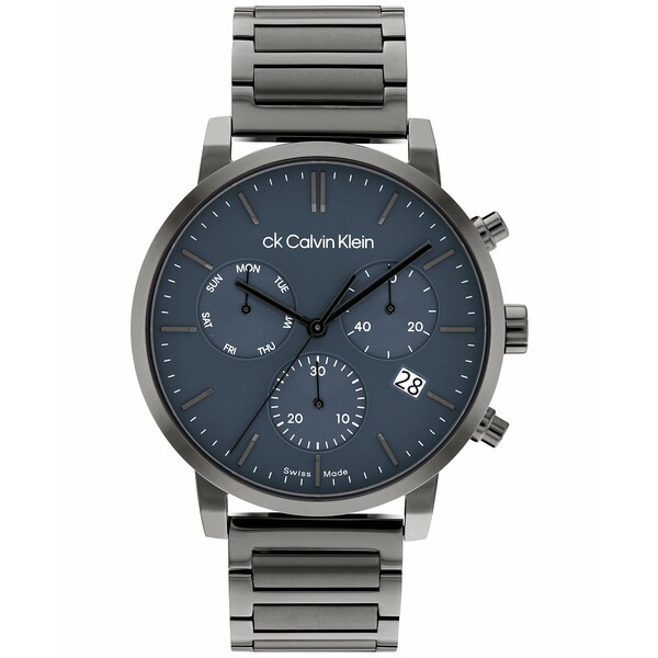 カルバンクライン メンズ 腕時計 アクセサリー Men's Swiss Chronograph Gauge Gunmetal-Tone Stainless Steel Bracelet Watch 42mm Gunm