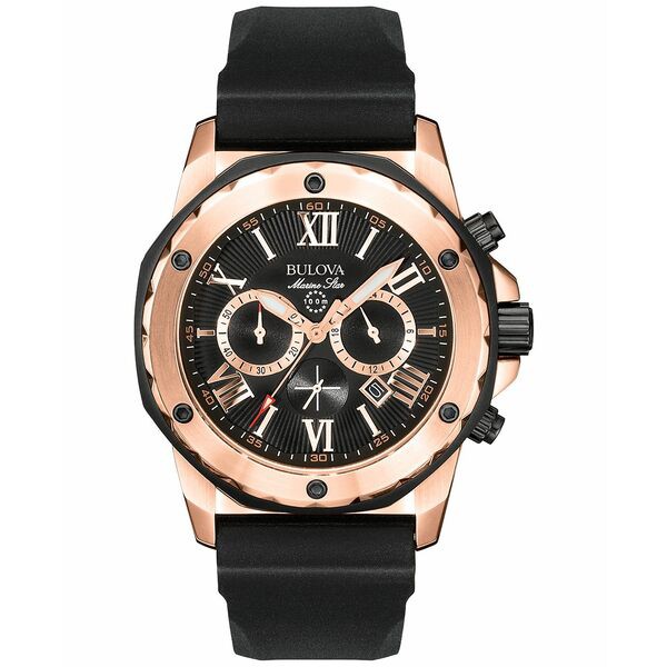 ブロバ メンズ 腕時計 アクセサリー Men's Chronograph Black Rubber Strap Watch 44mm 98B104 No Color