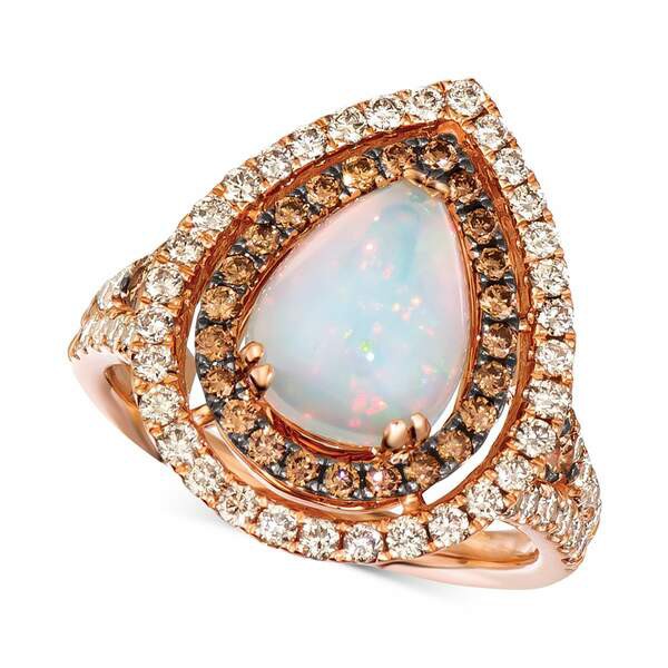 純正 買取 ルヴァン レディース リング アクセサリー Neopolitan Opal 1 1 3 Ct T W Diamond 1 1 Ct T W Pear Double Halo Ring In 14 半額直販 Can Benin Bj