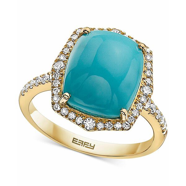 エフィー コレクション レディース リング アクセサリー EFFY® Turquoise & Diamond (3/8 ct. t.w.) Halo Ring in 14k Gold 14K Yell