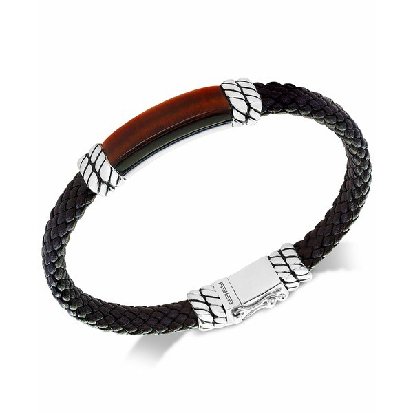 エフィー コレクション メンズ ブレスレット・バングル・アンクレット アクセサリー EFFY® Men's Tiger's Eye Brown Leather Bracele