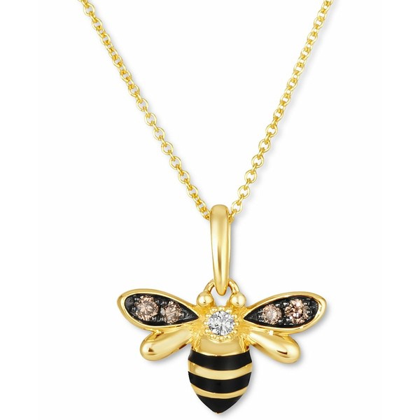 ルヴァン レディース ネックレス・チョーカー・ペンダントトップ アクセサリー Diamond (1/8 ct. t.w.) & Black Enamel Bee 18" Pendant