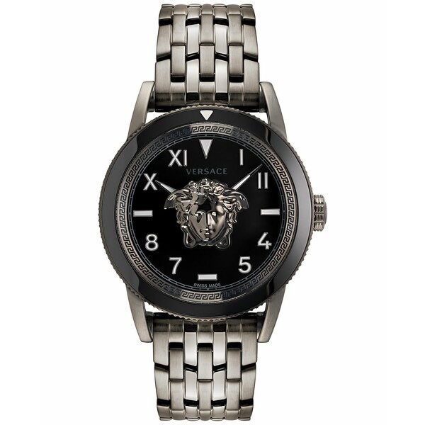 ヴェルサーチ メンズ 腕時計 アクセサリー Men's Swiss V-Palazzo Gunmetal Ion Plated Stainless Steel Bracelet Watch 43mm Ip Gunmeta