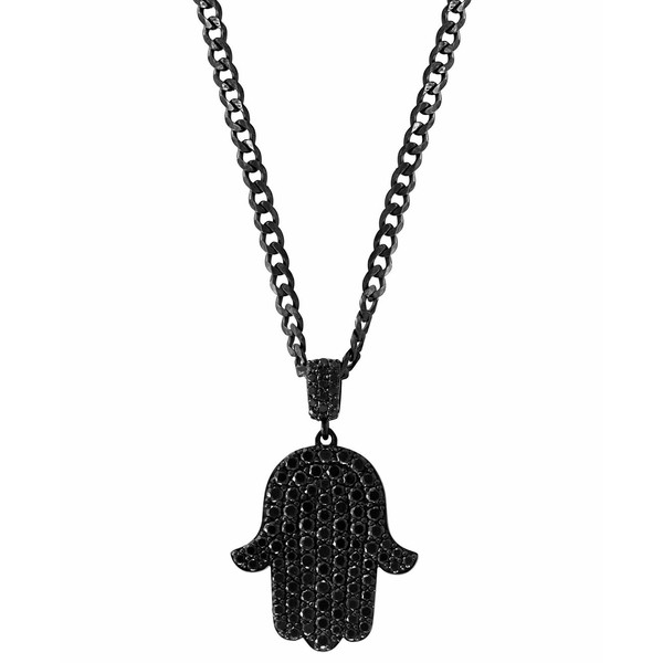 エフィー コレクション メンズ ネックレス・チョーカー アクセサリー EFFY® Men's Black Spinel Hamsa Hand 24" Pendant Necklace in