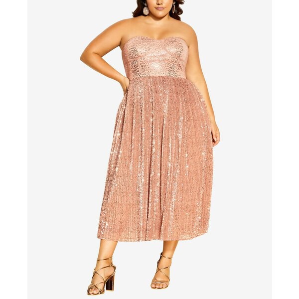 シティーシック レディース ワンピース トップス Trendy Plus Size Aurora Maxi Dress Rose Gold