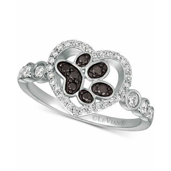 ルヴァン レディース リング アクセサリー Nude & Blackberry® Diamond Paw Print Heart Ring (3/8 ct. t.w.) in 14k White Gold Whi