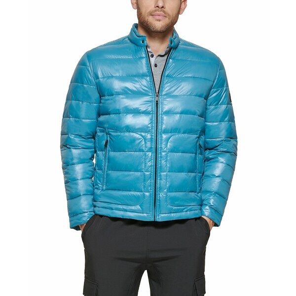 ダナ キャラン ニューヨーク メンズ ジャケット＆ブルゾン アウター Men's Racer Packable Puffer Jacket Blue