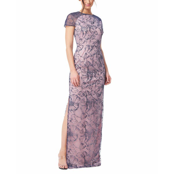 ジェイエスコレクションズ レディース ワンピース トップス Winne Embroidered Evening Gown Dark Blue/Blush