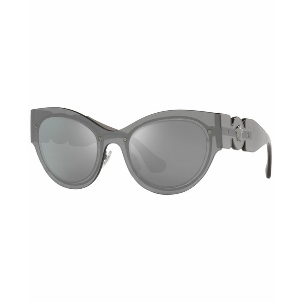 ヴェルサーチ レディース サングラス＆アイウェア アクセサリー Women's Sunglasses, VE2234 53 Transparent Gray Mirror Silver-Tone