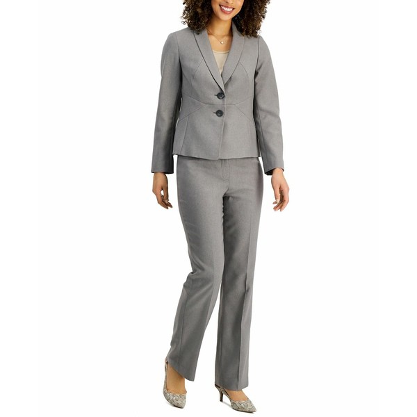 ル スーツ レディース カジュアルパンツ ボトムス Women's Seamed Pantsuit, Regular & Petite Sizes Grey/black