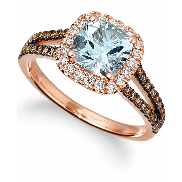 ルヴァン レディース リング アクセサリー Sea Blue Aquamarine (1 ct. t.w.) & Diamond (3/8 ct. t.w.) Ring in 14k Rose Gold Aquamari