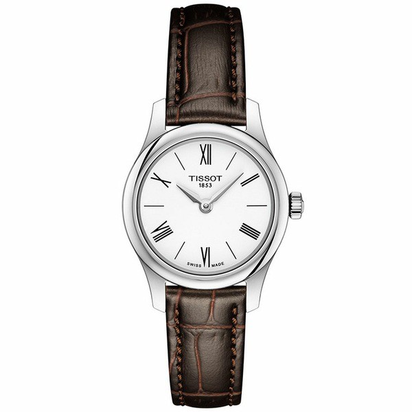 ティソット レディース 腕時計 アクセサリー Women's Swiss T-Classic Tradition 5.5 Brown Leather Strap Watch 25mm No Color