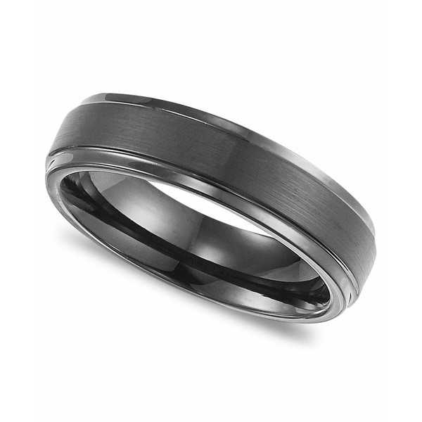 トライトン メンズ リング アクセサリー Men's Black Tungsten Carbide Ring, Comfort Fit Wedding Band (6mm) Tungsten