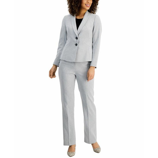 ル スーツ レディース カジュアルパンツ ボトムス Women's Seamed Pantsuit, Regular & Petite Sizes White/grey