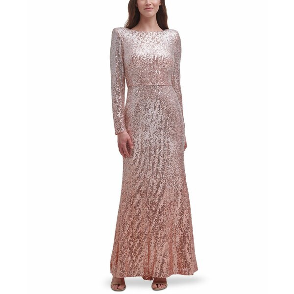 エリザジェイ レディース ワンピース トップス Ombré Sequinned Gown Champagne/Gold