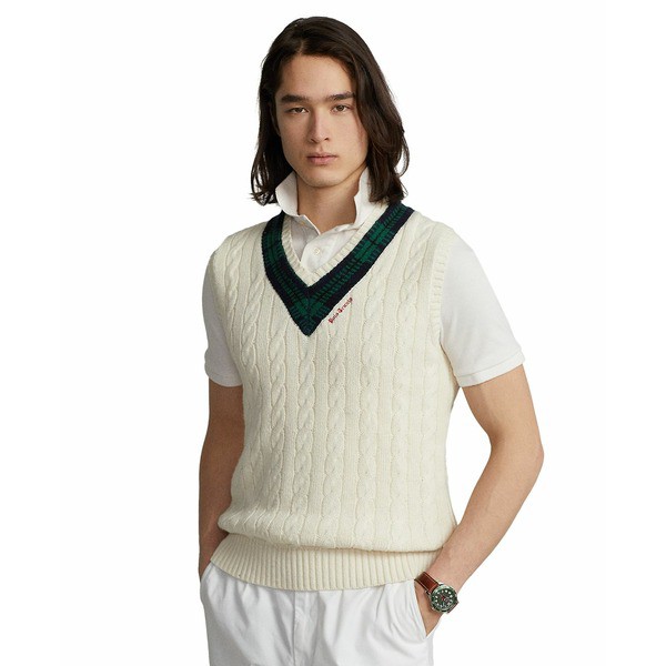 ラルフローレン メンズ ニット&セーター アウター Men's Cotton-Cashmere Cricket Vest Cream Multi